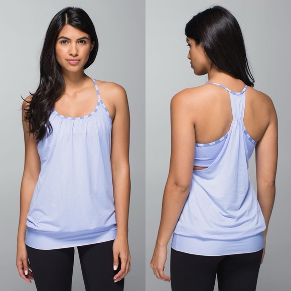 lululemon athletica Tops - Lululemon No Limits Tank in Lavender Dusk / Mini Hyper Stripe